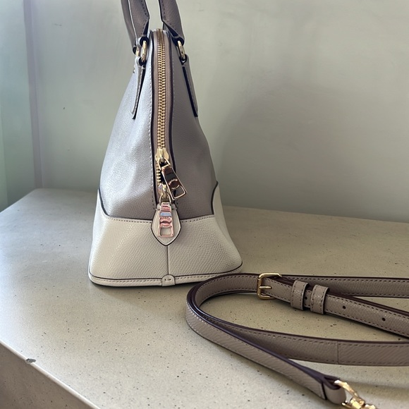 Coach Crossgrain Cora Domed Satchel Handbag - Taupe & Cream - Picture 3 of 8